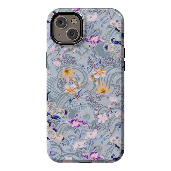 iPhone 14 Plus StrongFit Flowers and fish - Chinese decorative pattern by Oana 