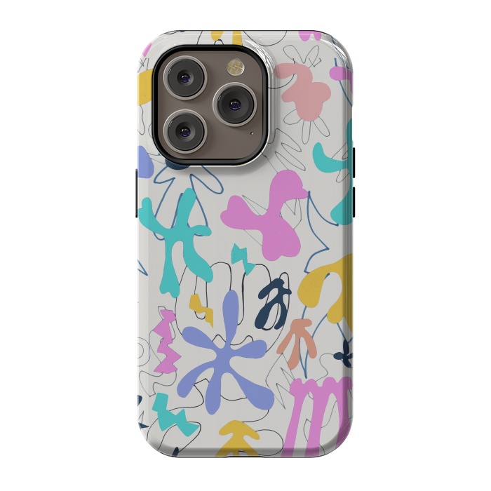 iPhone 14 Pro StrongFit Colorful retro doodles - Matisse abstract pattern by Oana 