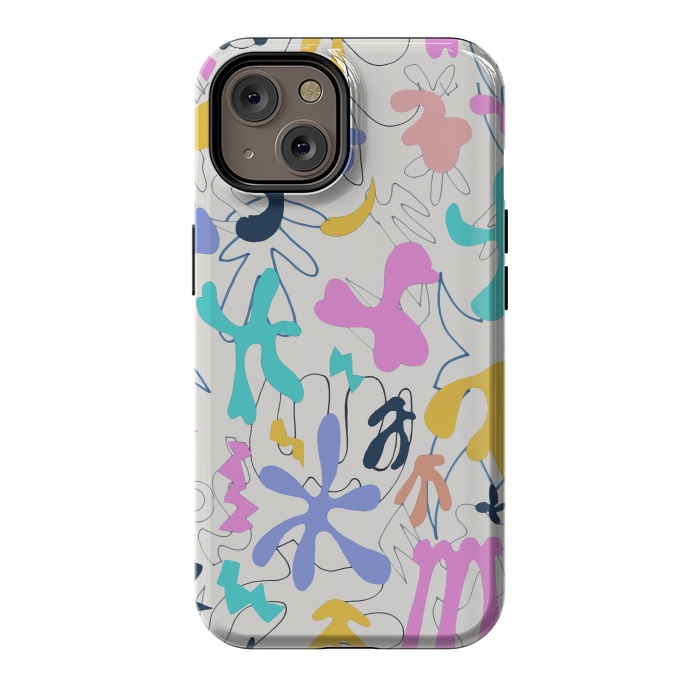 iPhone 14 StrongFit Colorful retro doodles - Matisse abstract pattern by Oana 