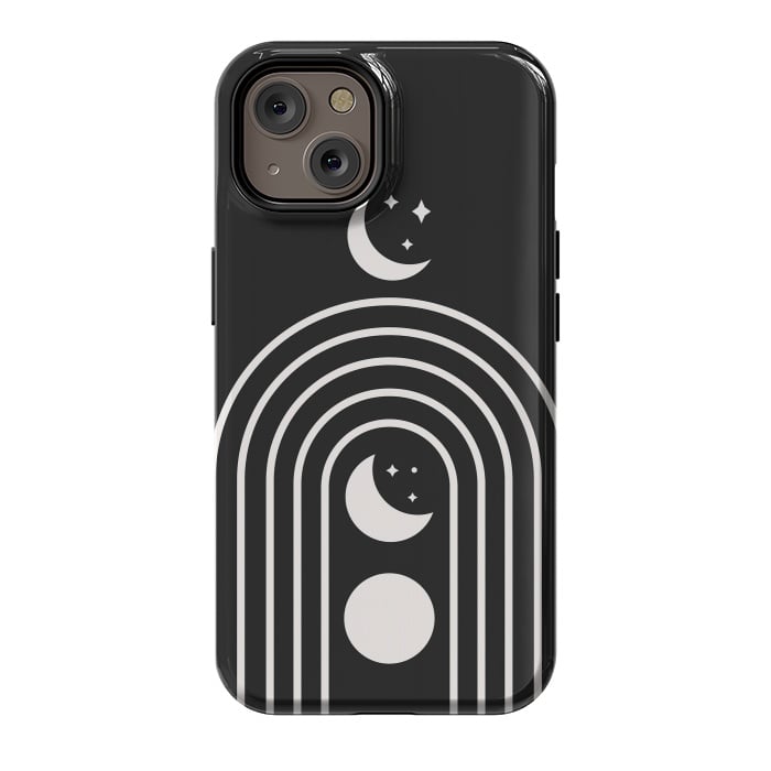 iPhone 14 StrongFit Black Moon Phase Rainbow by ArtPrInk