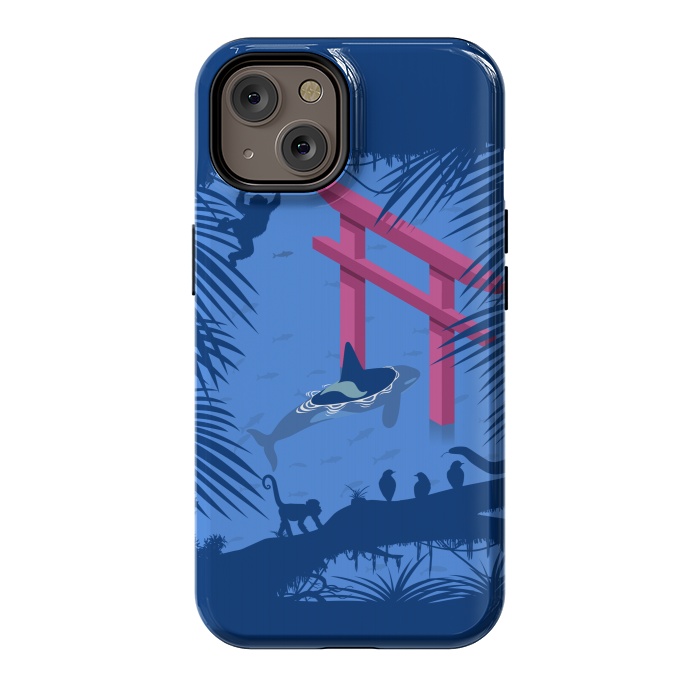 iPhone 14 StrongFit Whale under Japanese Torii by Alberto