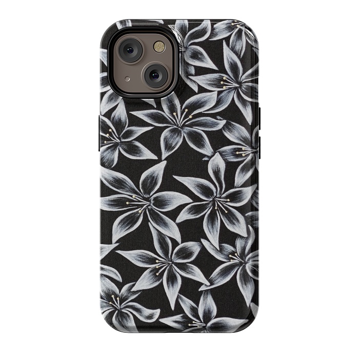 iPhone 14 StrongFit Black & White Lily by Denise Cassidy Wood