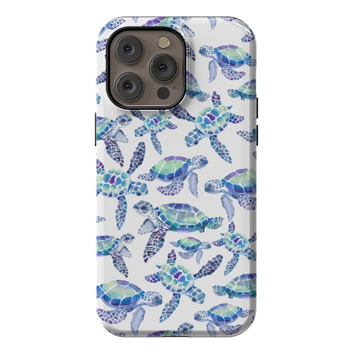 iPhone 14 Pro max StrongFit Turtles in Aqua and Blue by gingerlique