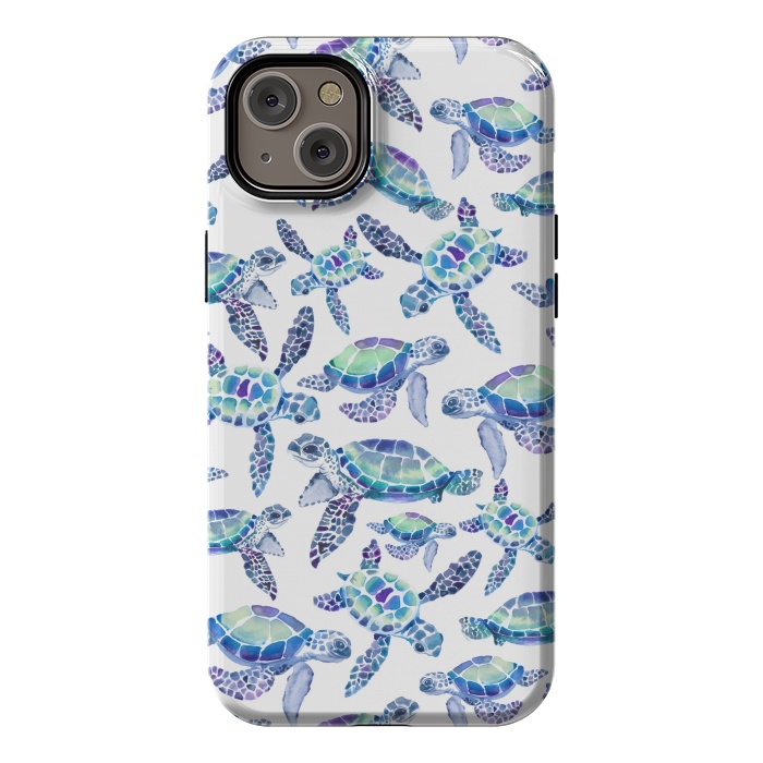 iPhone 14 Plus StrongFit Turtles in Aqua and Blue by gingerlique