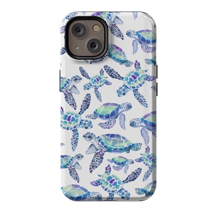 iPhone 14 StrongFit Turtles in Aqua and Blue by gingerlique