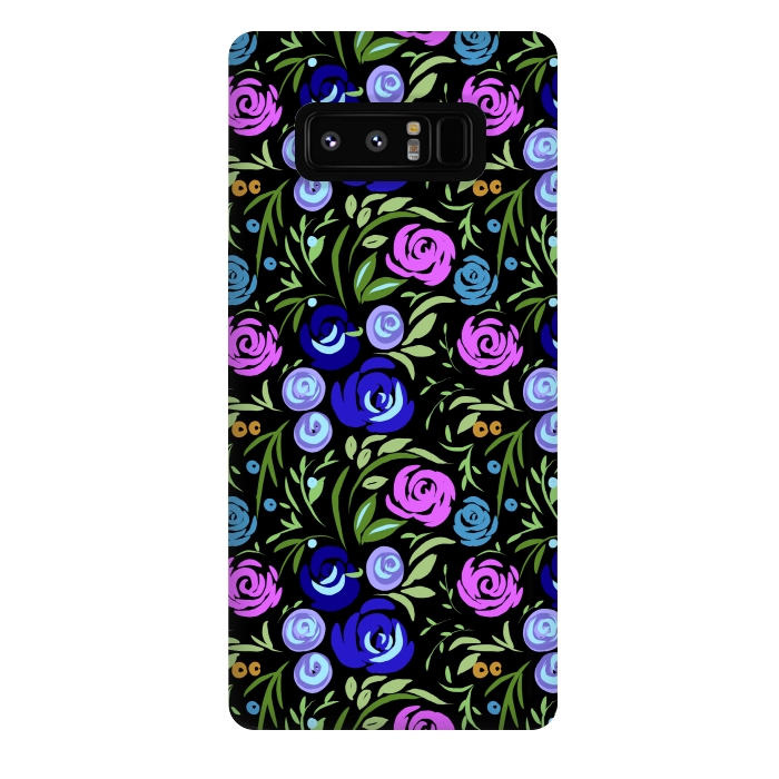 Galaxy Note 8 StrongFit Floral design with tiny roses blue pink pattern by Josie