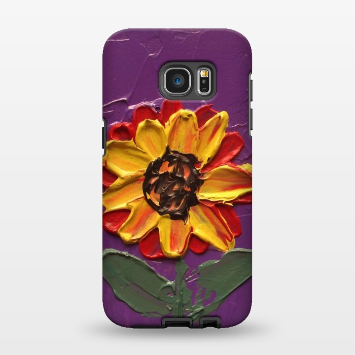 Galaxy S7 EDGE StrongFit Sunflower acrylic painting by ArtKingdom7