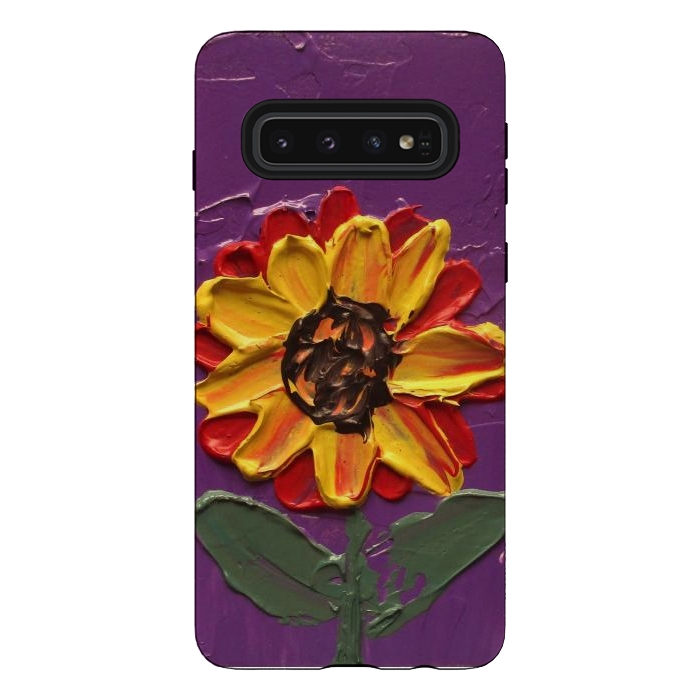 Galaxy S10 StrongFit Sunflower acrylic painting by ArtKingdom7
