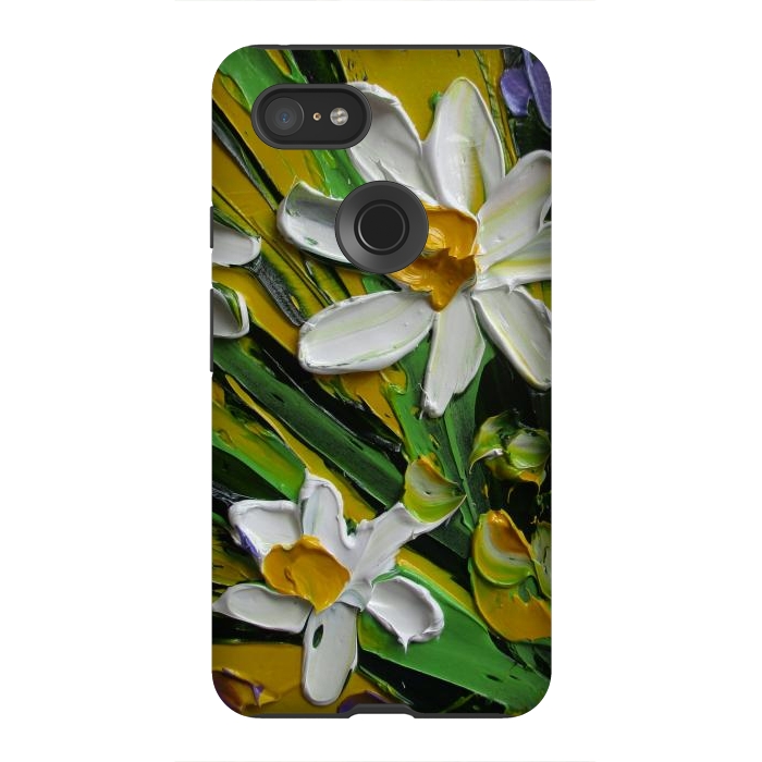 Pixel 3XL StrongFit Impasto flowers oil art original by ArtKingdom7