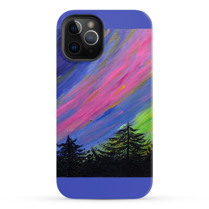 iPhone 12 Pro Max StrongFit Aurora Borealis oil painting by ArtKingdom7