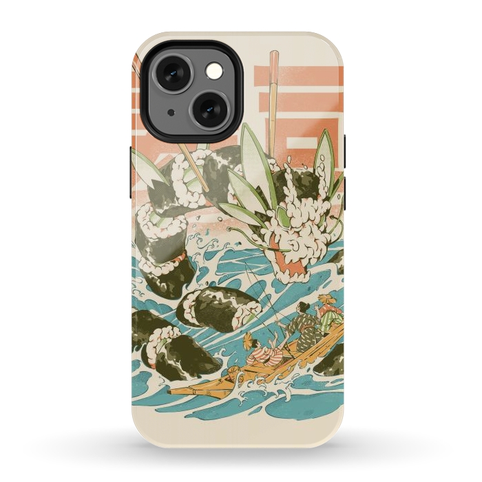 iPhone 12 mini StrongFit Cucumber Sushi Dragon by Ilustrata