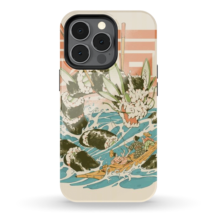 iPhone 13 pro StrongFit Cucumber Sushi Dragon by Ilustrata