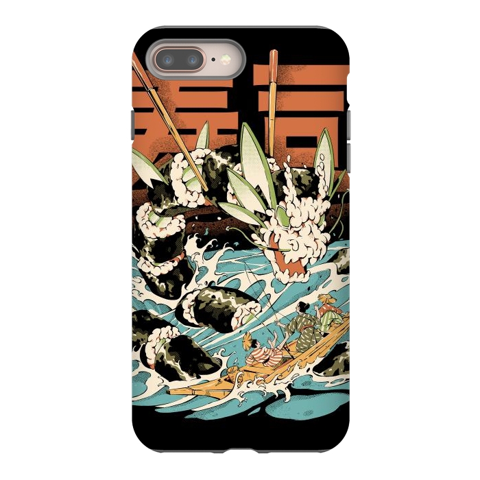 iPhone 7 plus StrongFit Cucumber Sushi Dragon - Black by Ilustrata