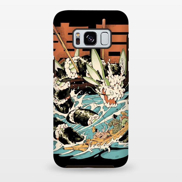 Galaxy S8 plus StrongFit Cucumber Sushi Dragon - Black by Ilustrata