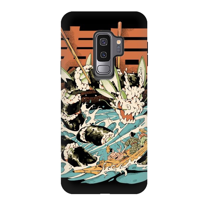 Galaxy S9 plus StrongFit Cucumber Sushi Dragon - Black by Ilustrata