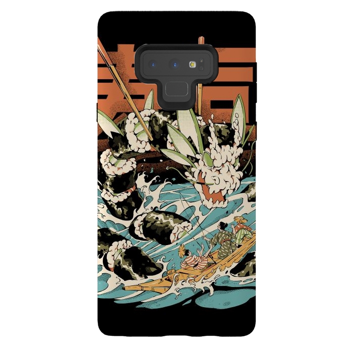 Galaxy Note 9 StrongFit Cucumber Sushi Dragon - Black by Ilustrata