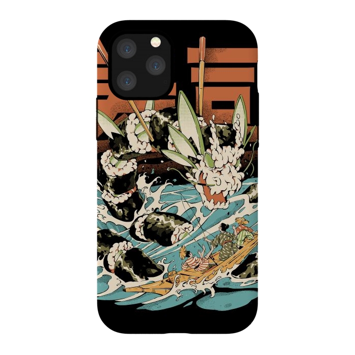 iPhone 11 Pro StrongFit Cucumber Sushi Dragon - Black by Ilustrata