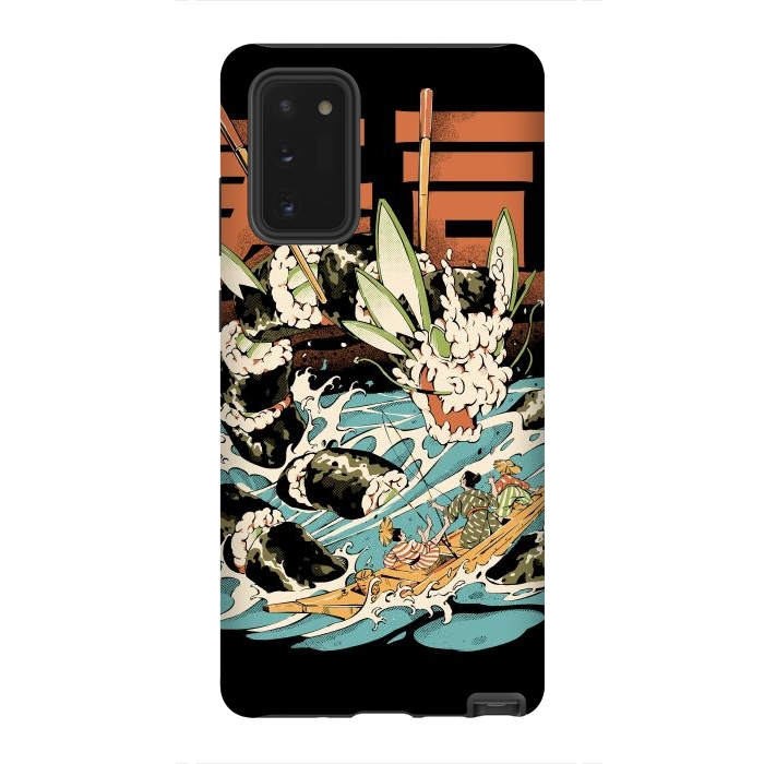 Galaxy Note 20 StrongFit Cucumber Sushi Dragon - Black by Ilustrata