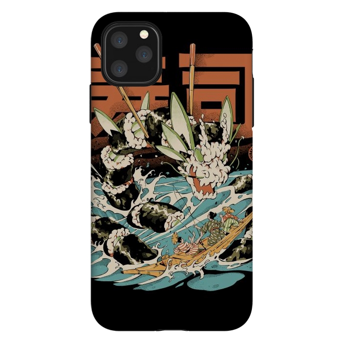 iPhone 11 Pro Max StrongFit Cucumber Sushi Dragon - Black by Ilustrata
