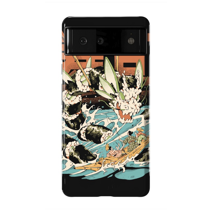 Pixel 6 StrongFit Cucumber Sushi Dragon - Black by Ilustrata