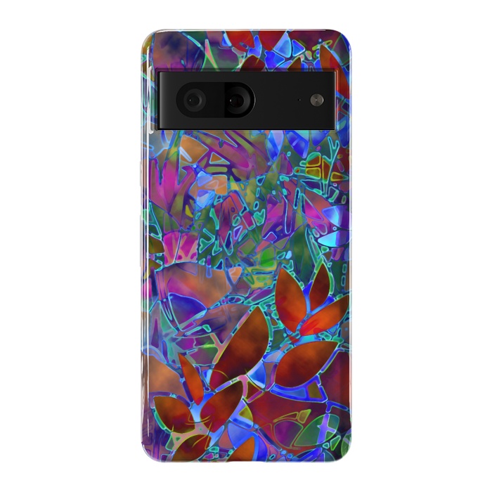 Pixel 7 StrongFit Floral Abstract Stained Glass G174 by Medusa GraphicArt