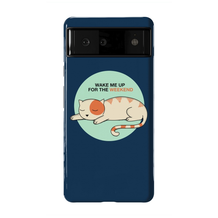 Pixel 6 StrongFit Cat wake me up blue by Coffee Man