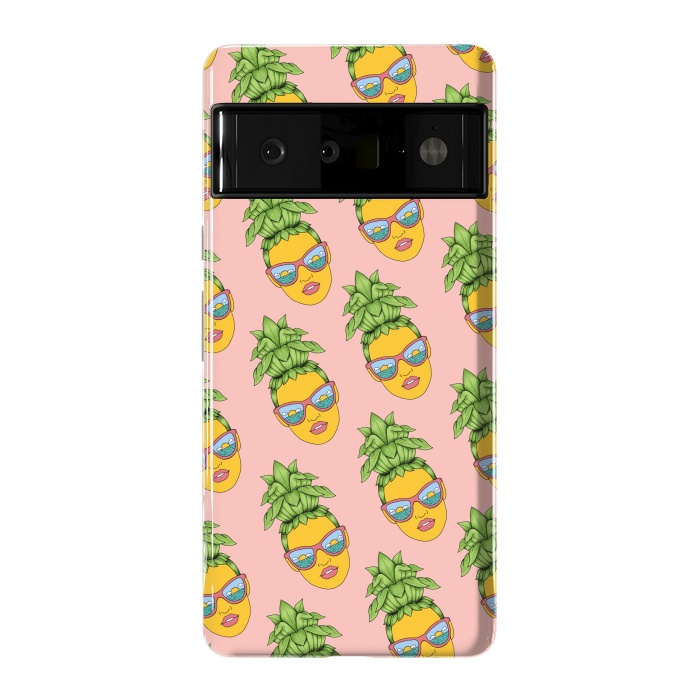Pixel 6 Pro StrongFit Pineapple Girl Pattern Pink by Coffee Man