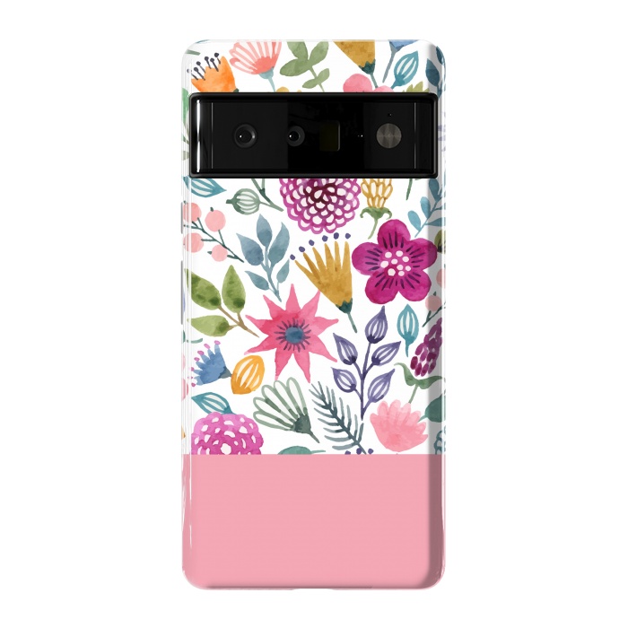 Pixel 6 Pro StrongFit watercolor flowers for summer by ArtsCase