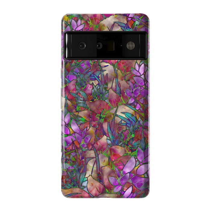 Pixel 6 Pro StrongFit Floral Abstract Stained Glass G175 by Medusa GraphicArt