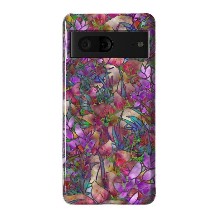 Pixel 7 StrongFit Floral Abstract Stained Glass G175 by Medusa GraphicArt