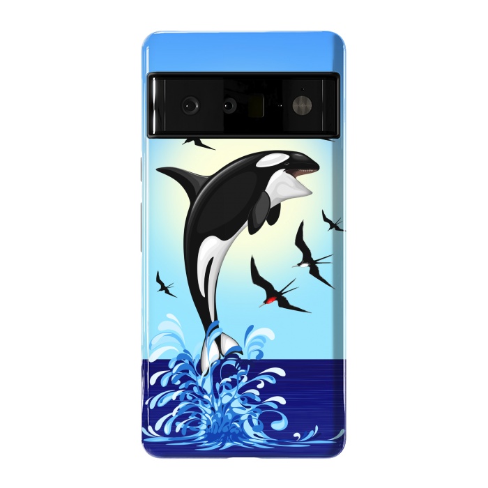 Pixel 6 Pro StrongFit Orca Killer Whale jumping out of Ocean by BluedarkArt
