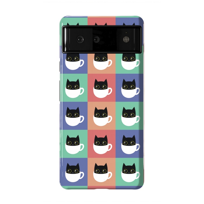 Pixel 6 StrongFit Coffee  cat pattern by Laura Nagel