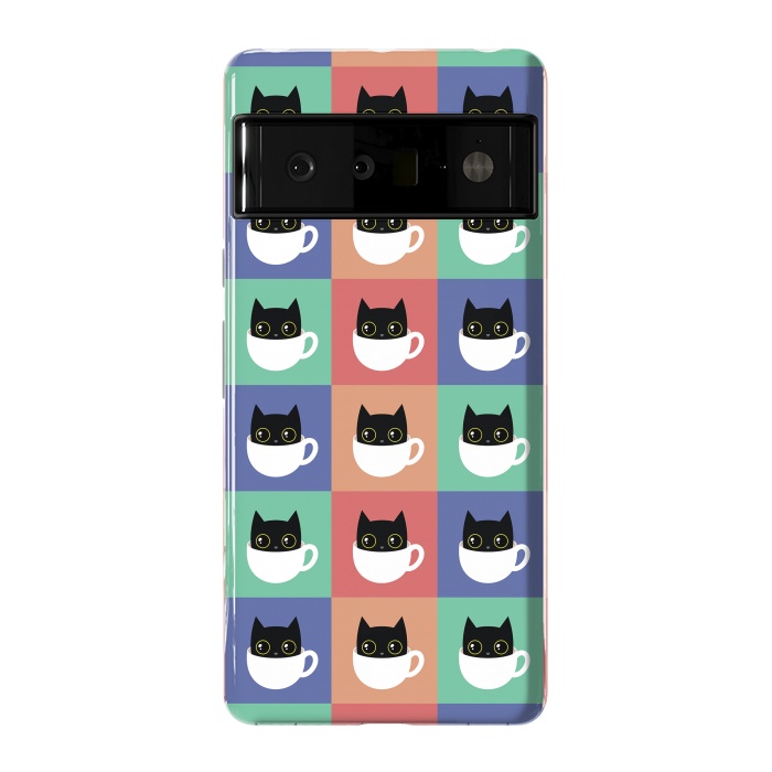 Pixel 6 Pro StrongFit Coffee  cat pattern by Laura Nagel