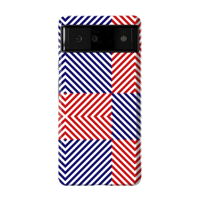 Pixel 6 StrongFit Red Blue Crossing Diagonal Striped by TMSarts
