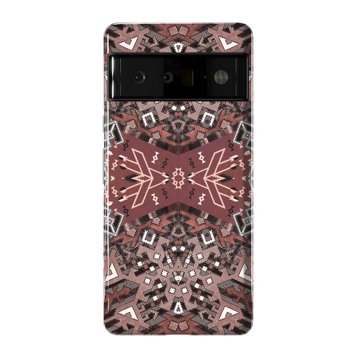 Pixel 6 Pro StrongFit Ethnic geometric pattern in autumnal brown by Oana 