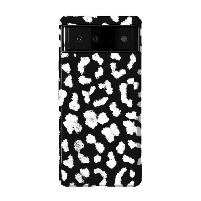 Pixel 6 StrongFit Black and white leopard print brushed spots by Oana 