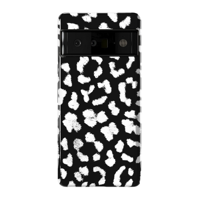 Pixel 6 Pro StrongFit Black and white leopard print brushed spots by Oana 