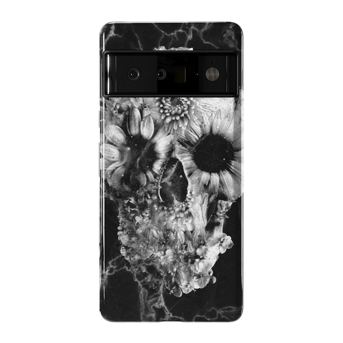 Pixel 6 Pro StrongFit Floral Skull Marble by Ali Gulec