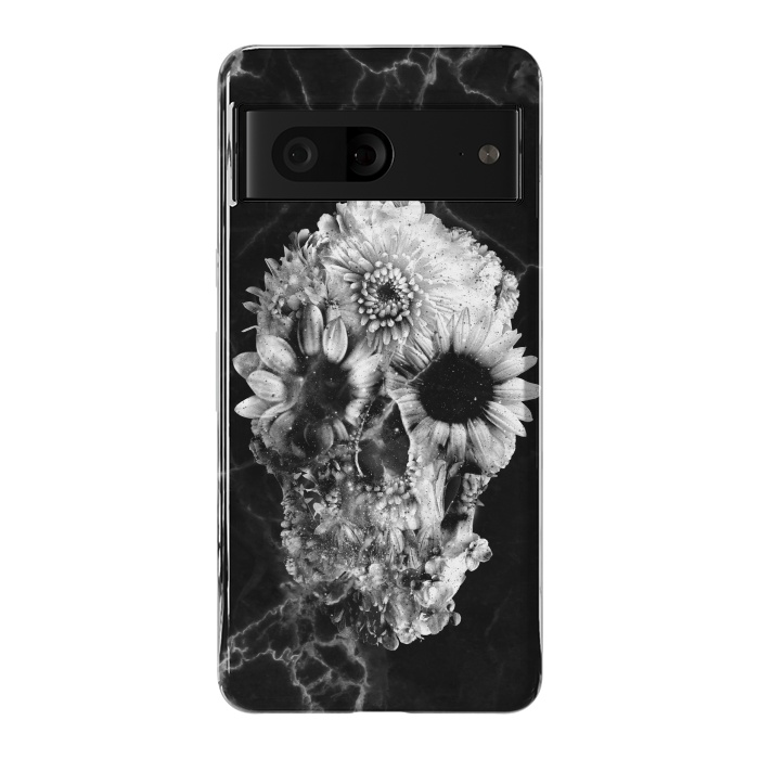 Pixel 7 StrongFit Floral Skull Marble by Ali Gulec