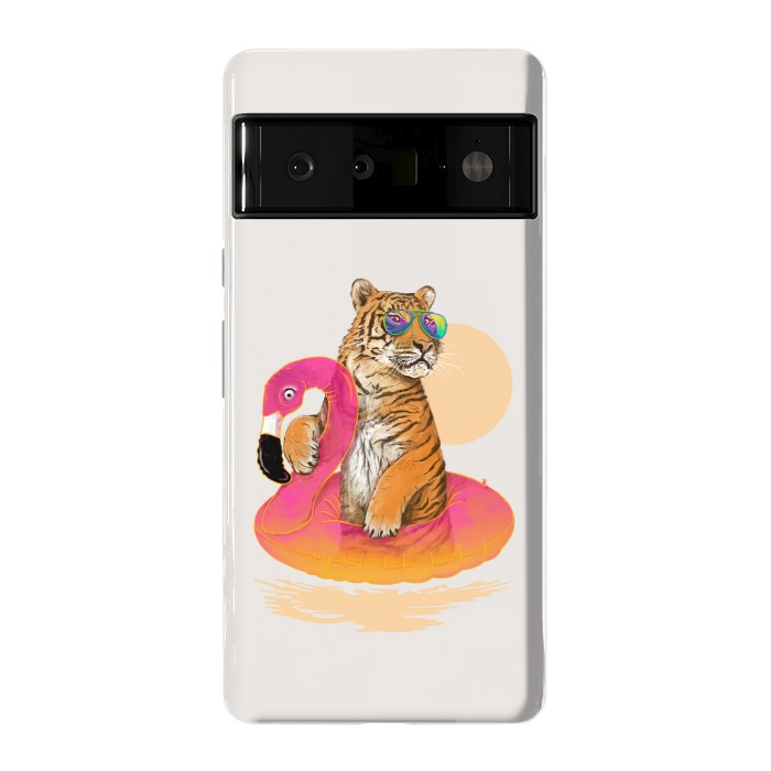 Pixel 6 Pro StrongFit Chillin Flamingo Tiger by 38 Sunsets