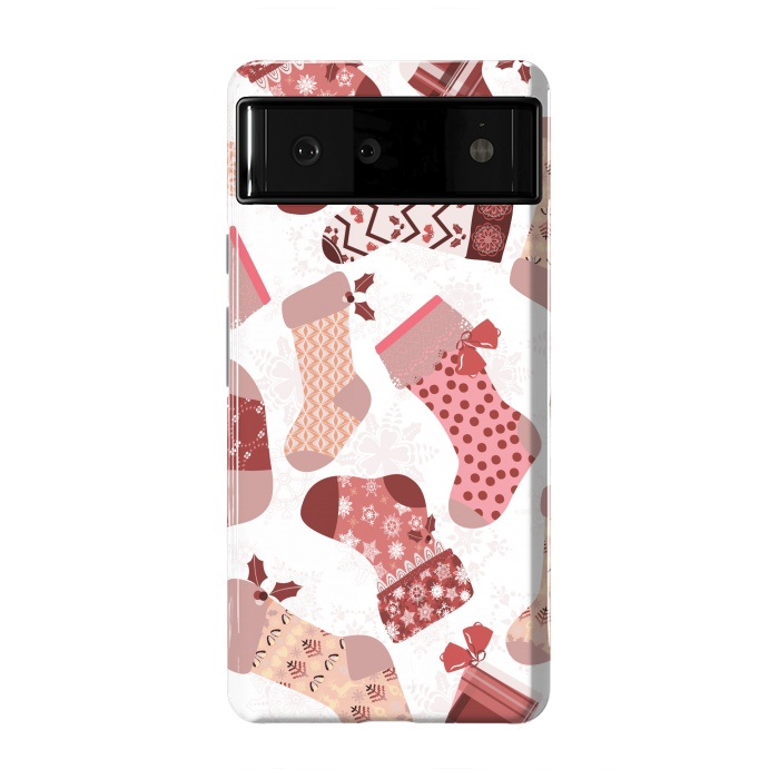 Pixel 6 StrongFit Christmas Stockings in Pink and Beige by Paula Ohreen