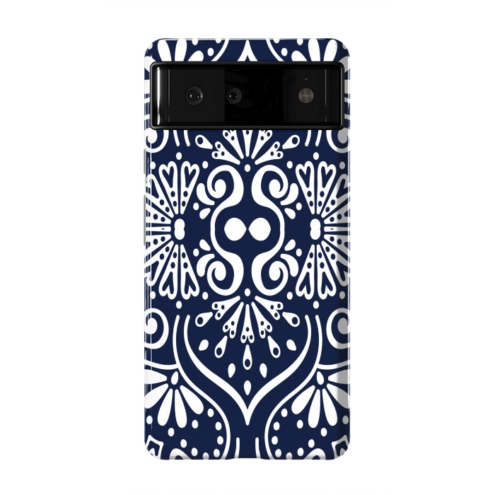 Pixel 6 StrongFit BLUE WHITE MANDALA PATTERN by MALLIKA