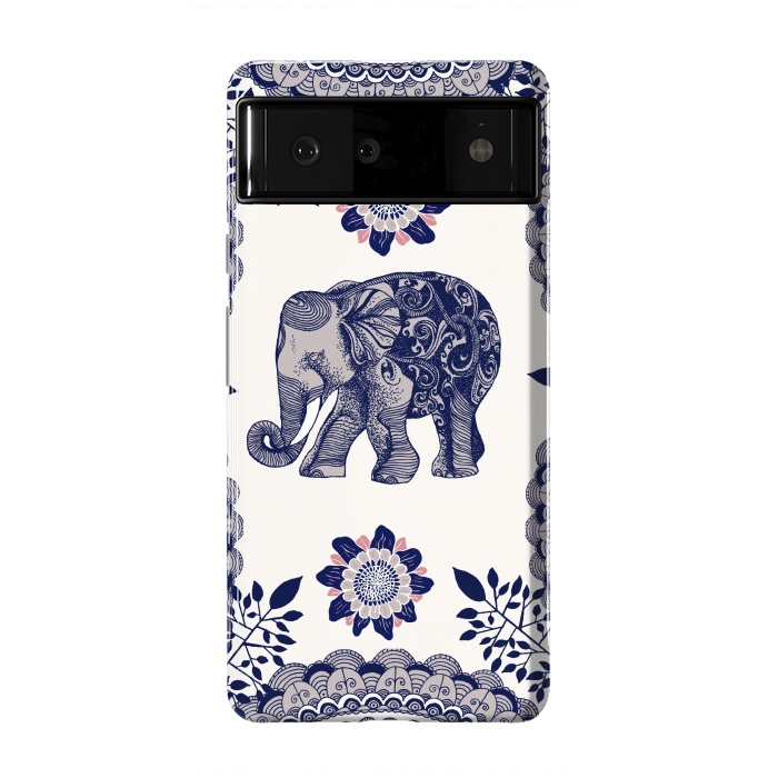 Pixel 6 StrongFit Floral Elephant by Rose Halsey