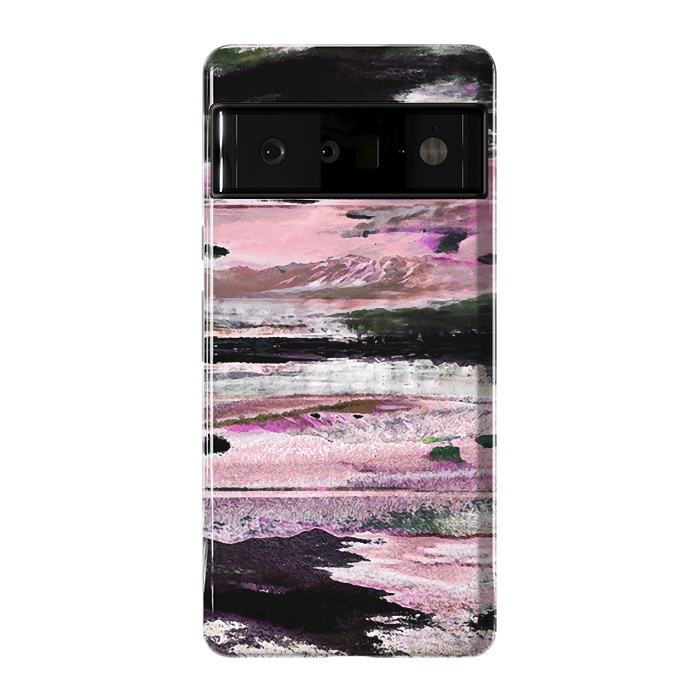 Pixel 6 Pro StrongFit Faded pink mountain sunset landscape by Oana 