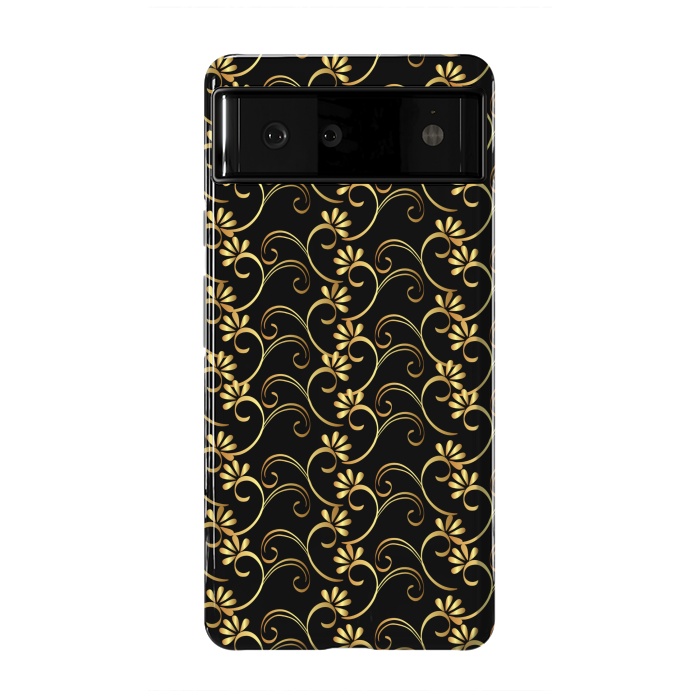 Pixel 6 StrongFit golden black floral pattern by MALLIKA