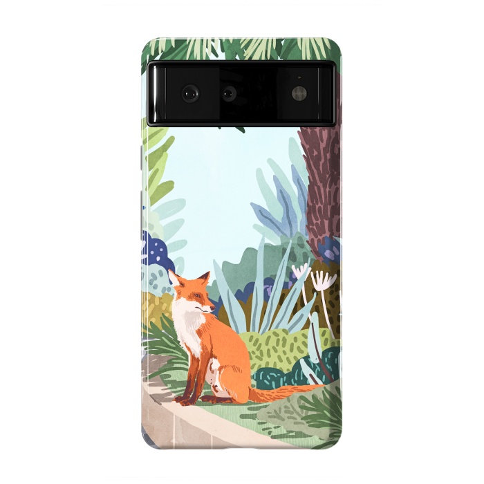 Pixel 6 StrongFit Fox in The Garden | Animals Wildlife Botanical Nature Painting | Boho Colorful Jungle Illustration by Uma Prabhakar Gokhale