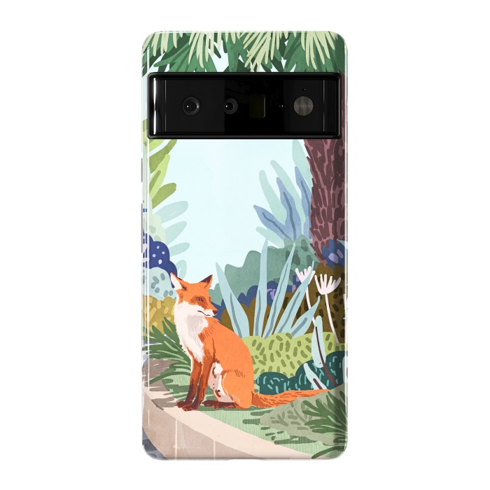 Pixel 6 Pro StrongFit Fox in The Garden | Animals Wildlife Botanical Nature Painting | Boho Colorful Jungle Illustration by Uma Prabhakar Gokhale