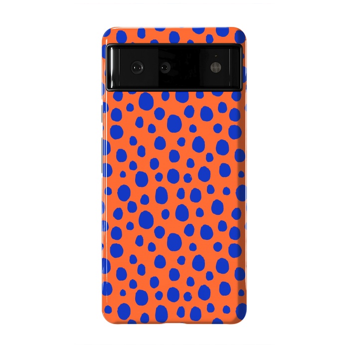 Pixel 6 StrongFit blue orange animal print by MALLIKA