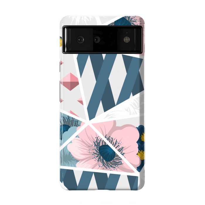Pixel 6 StrongFit BLUE PINK FLORAL PATCHWORK by MALLIKA