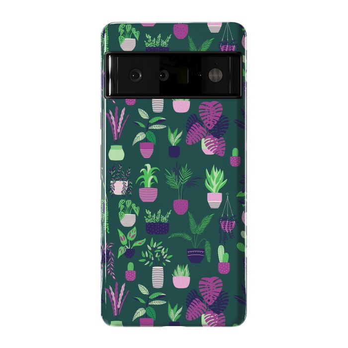 Pixel 6 Pro StrongFit Houseplants Pattern Dark by Jelena Obradovic